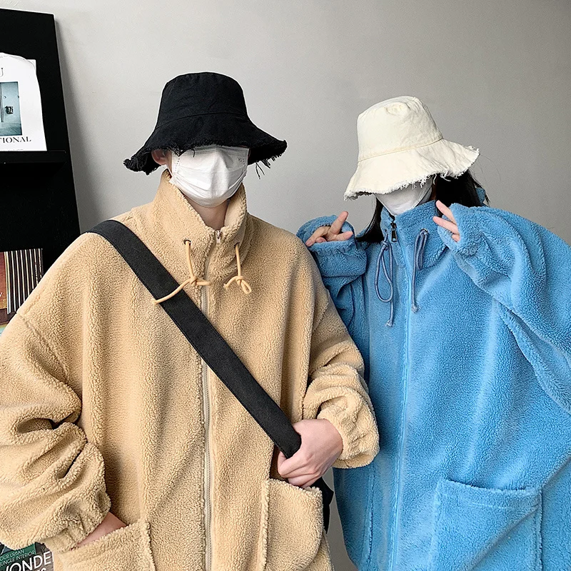 Winter Jacket Men Warm Fashion 3-color Casual Thickened Lamb Hair Jacket Men Streetwear Korean Loose Thick Short Coat Mens M-3XL