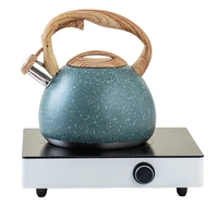 2 8l tea kettle audible whistling teapot with wood pattern handle food grade stainless steel teakettle for all stovetops