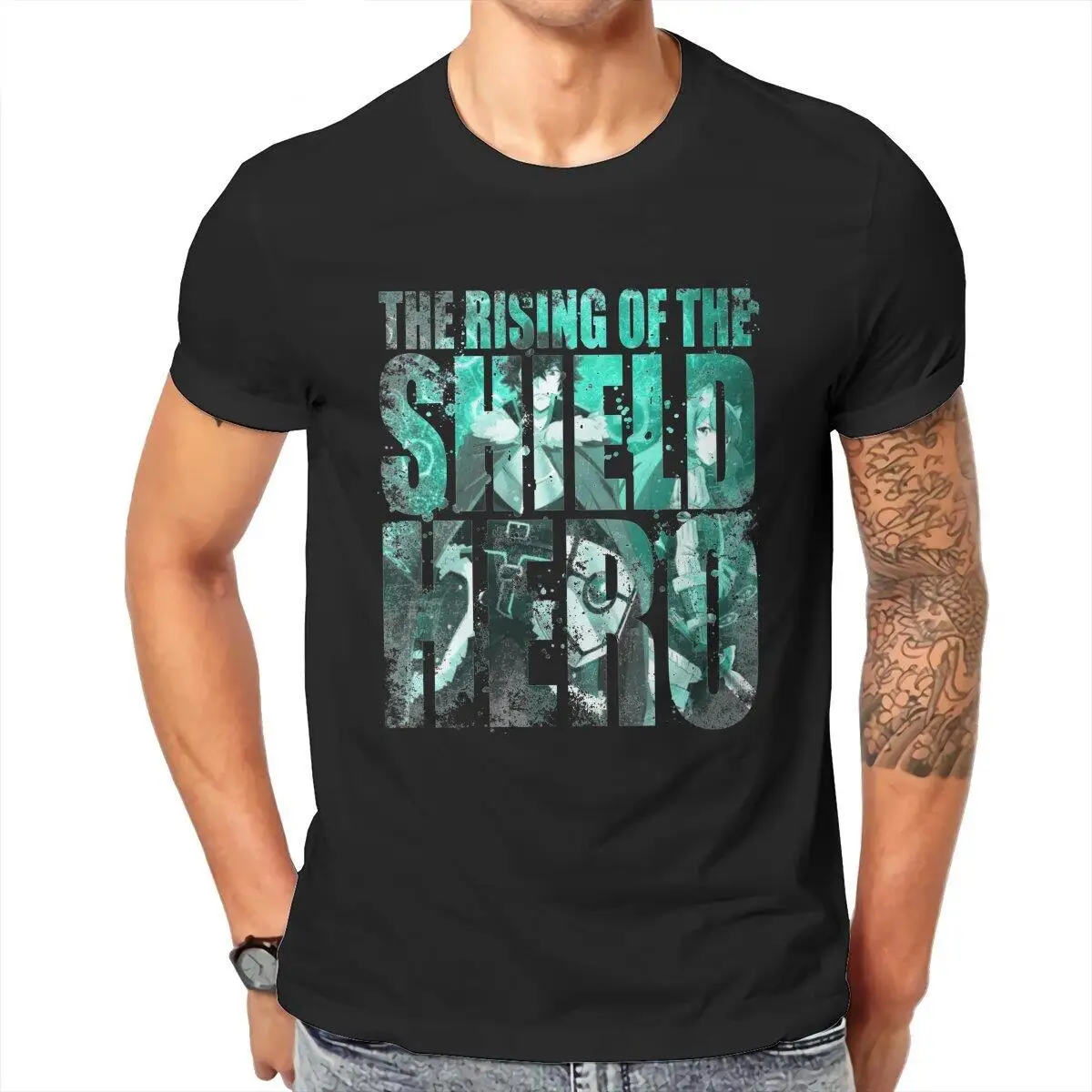 Rising of the Shield Hero  Men T Shirts  Leisure Tees Short Sleeve Crewneck T-Shirt Cotton Plus Size Clothing