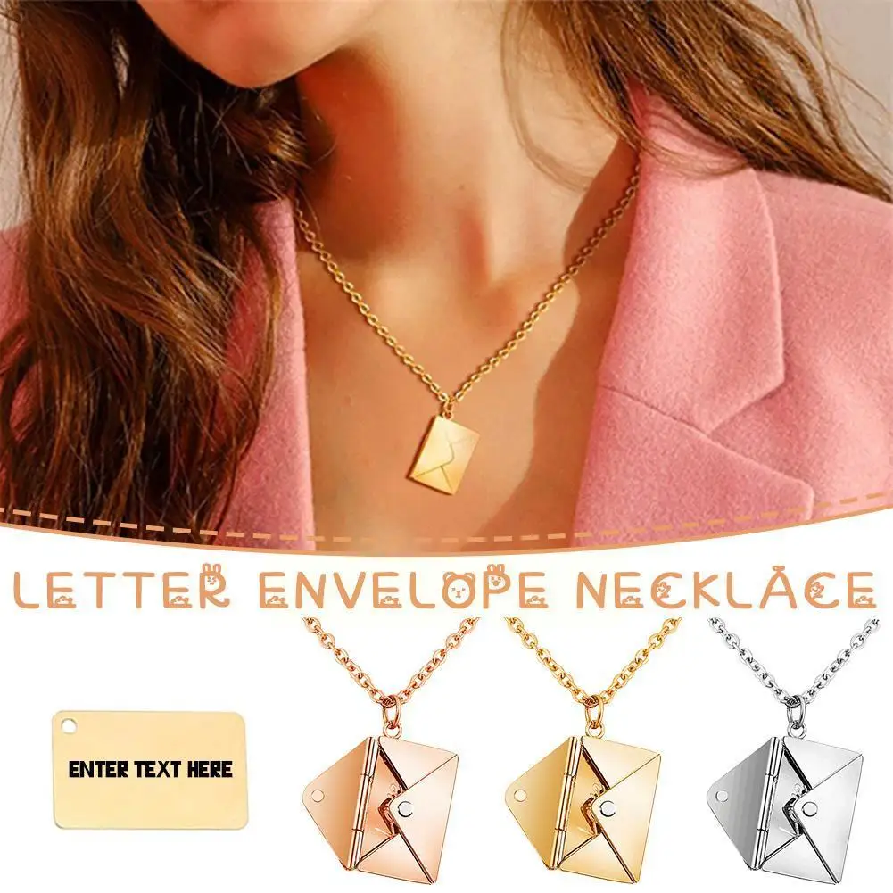 

Love Letter Envelope Pendant Necklace Customized Stainless Steel Jewelry Confession Love You For Valentine Girl Gifts Jewel D0T0