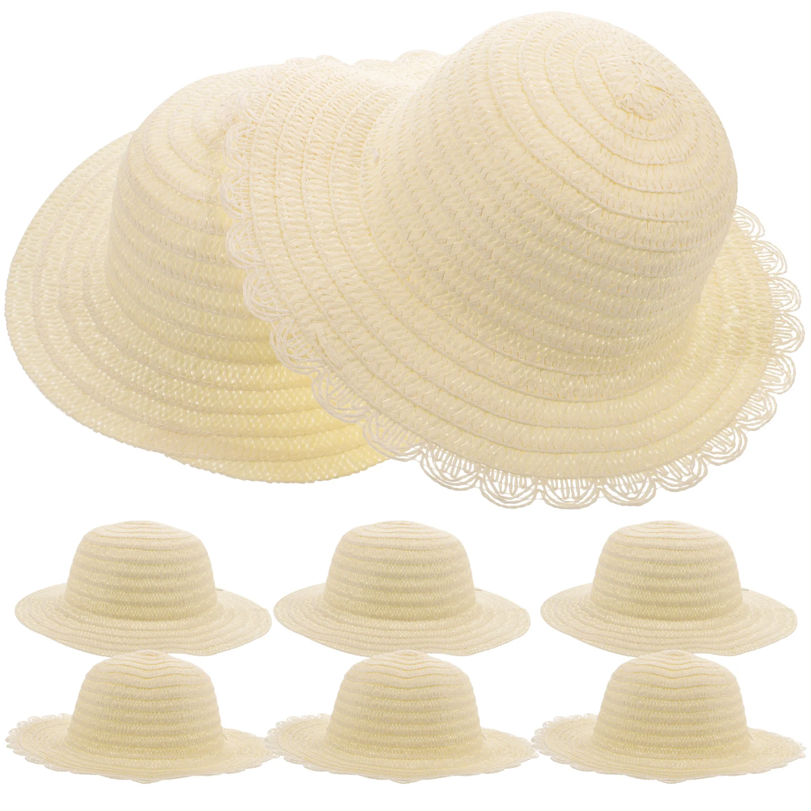 

8pcs DIY Straw Hats DIY Painting Sun Protective Hats Creative Kids Handcrafts