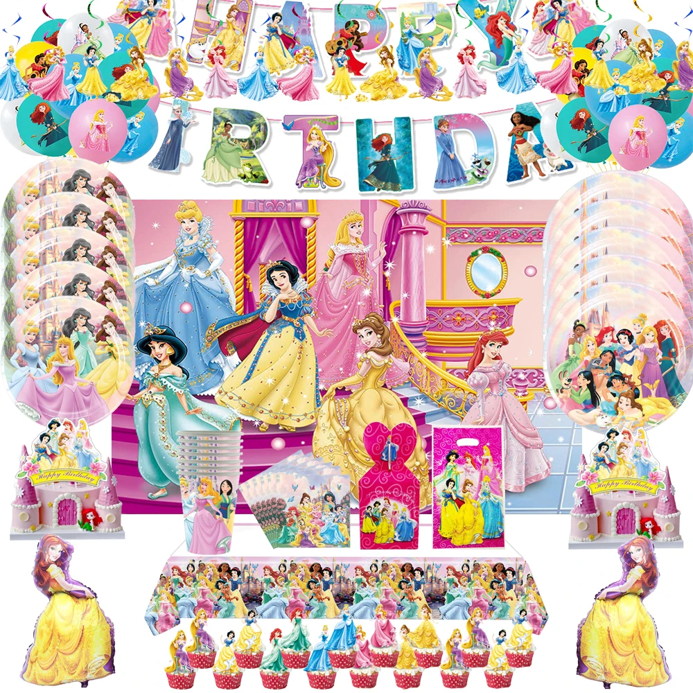 

Cartoon Princess Gender Reveal Party Decoration Birthday Party Supplies Plates Napkins Tablecloth for Kids Baby Shower Wedding