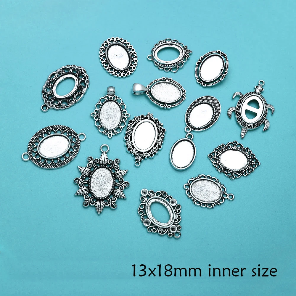 

13x18mm Inner Size Oval Cameo Cabochon Base Setting Charms Pendant Tray Bezels Blank For DIY Jewelry Making Supplies Accessories