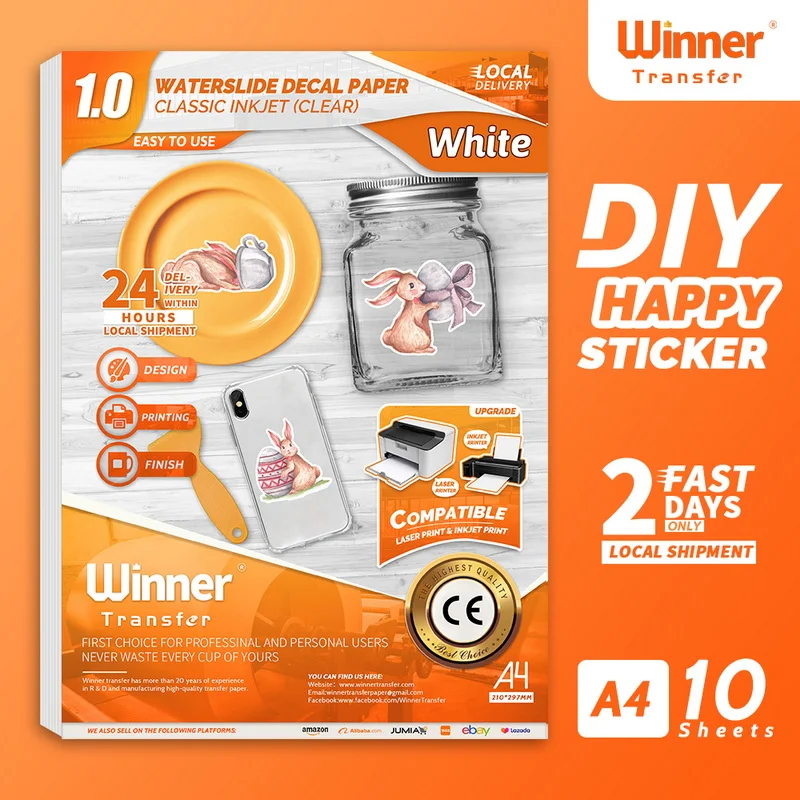 WinnerTransfer White  Happy Sticker  for Plate Furniture Phone  Household Stationery Supplies  Decorative stickers for Glass