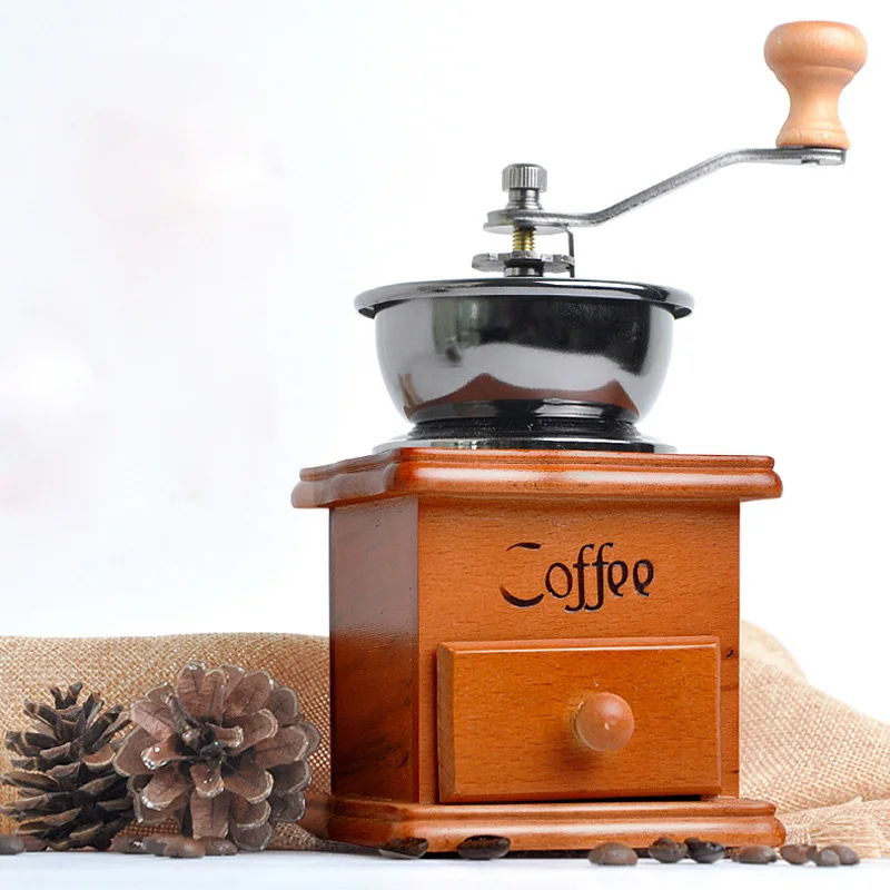 

Coffee Bean Grinder Coffee Maker Coffee Spice Burr Mill Wooden Metal Design Retro Mini Manual Coffee Grinder Handmade Machine
