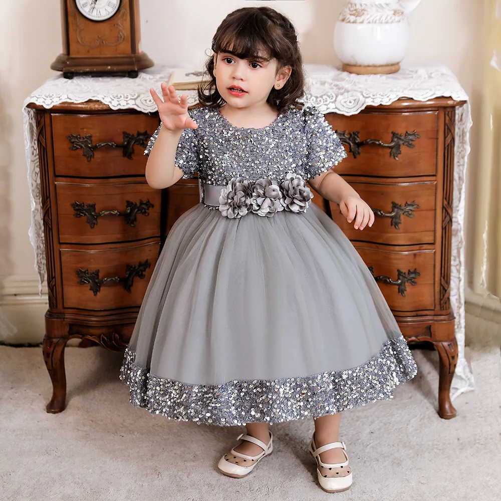 

Baby Girl Christmas Dresses Ball Gown Party Sequins Flower Dress Princess Costume Halloween Kids Clothing Toddler Vestidos