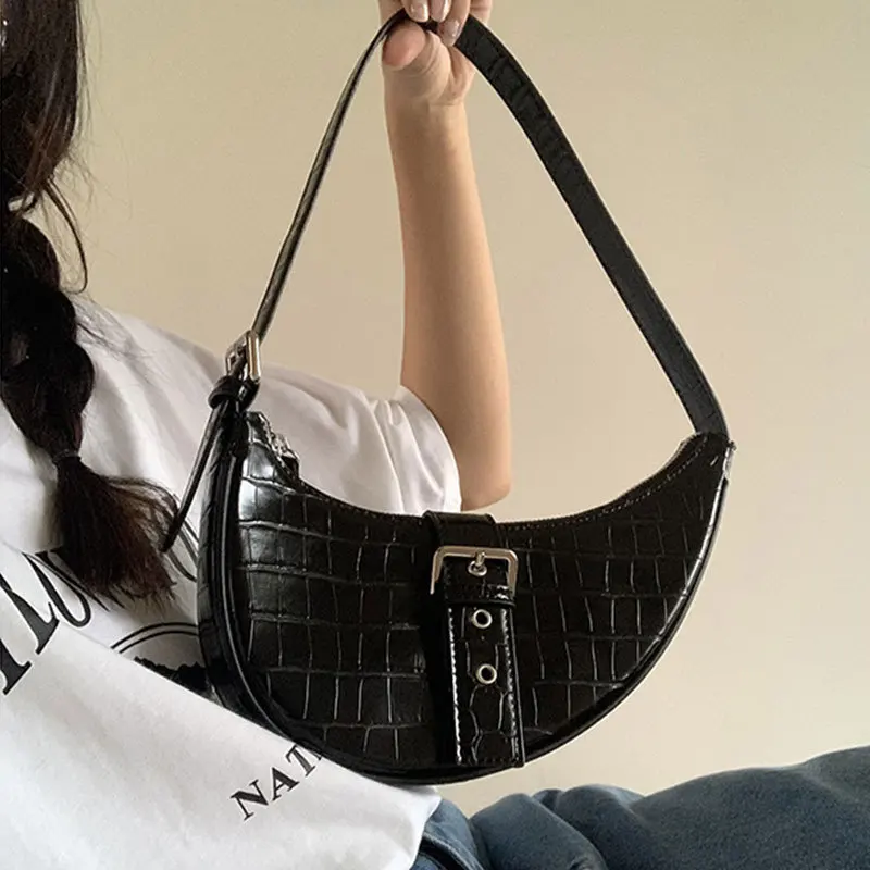 

Асимметричная крокодиловая сумка на плечо для женщин, саквояж из искусственной кожи для подмышек, продвинутый дизайнерский чемоданчик, пов...
