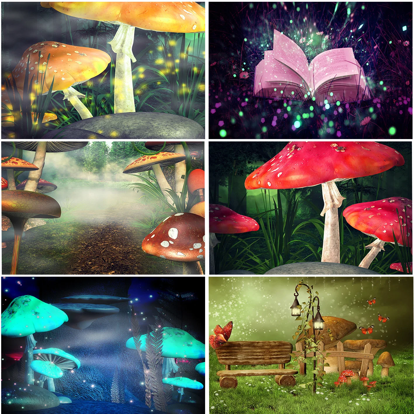 

Fairy Tales Dreamy Forest Mushroom Jungle Photography Backgrounds For Kids Birthday Party Decoration Customized Studio Backdrops