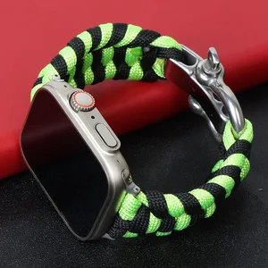 Outdoor Strap for Apple Watch 49mm 44/42/45mm 38/40/41mm Survival Sport Watch Bracelet iWatch Series 6 5 7 8 Ultra SE Nylon Band