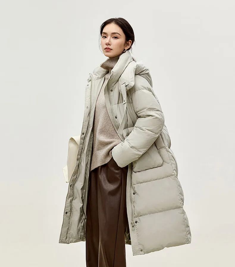 SENTUBILA женский зимний пуховик теплый 90% белый утиный пух пальто с капюшоном на