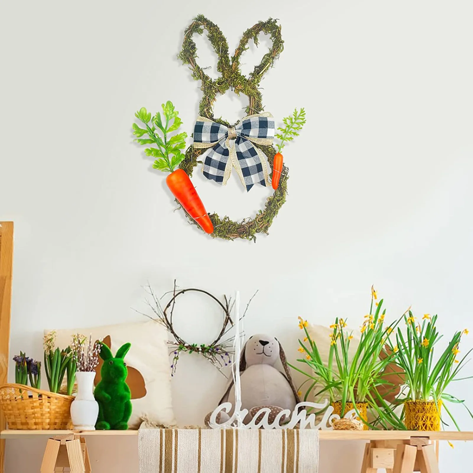 

Easter Wreath Front Door Decoration Easter Bunny Wreath Spring Hanging Welcome Door Garland For Home Garden Decor Ornaments