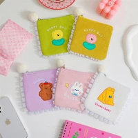 kawaii bear fabric card bag cute rabbit flower storage bag korean data line bank card bus card bag stationery