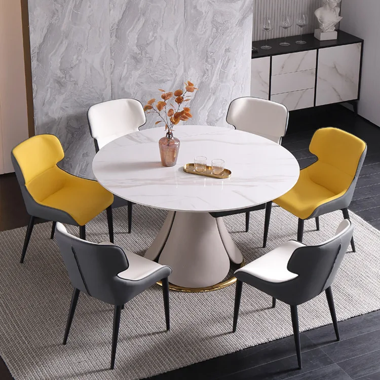

Stone Plate Dining Table Italian-style Light Luxury Retractable Rotatable Modern with Storage Style Shape Appearance General Use