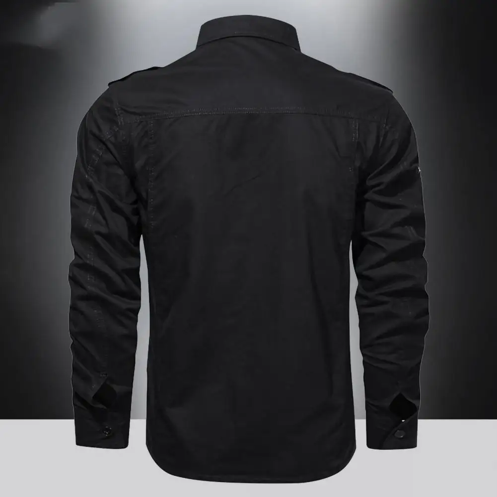 Stylish Spring Top Lapel Solid Color Casual Cardigan Men Shirt  Soft Men Spring Top for Home