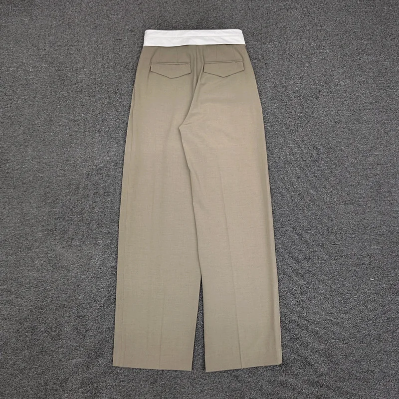 Женский шерстяной Блейзер и брюки драпированные прямые с высокой талией