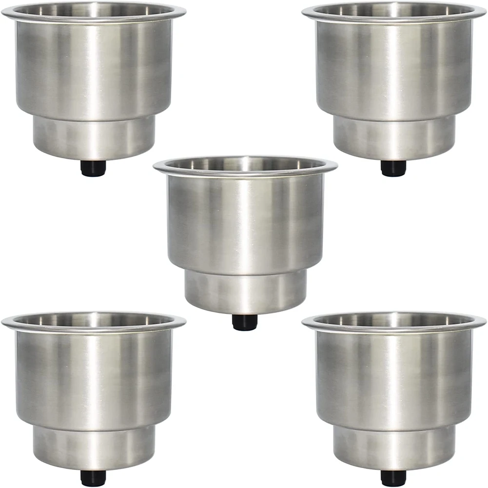 

Stainless Steel Cup Drink Holder Insert with Drain for Marine Boat RV Camper, 5PCS