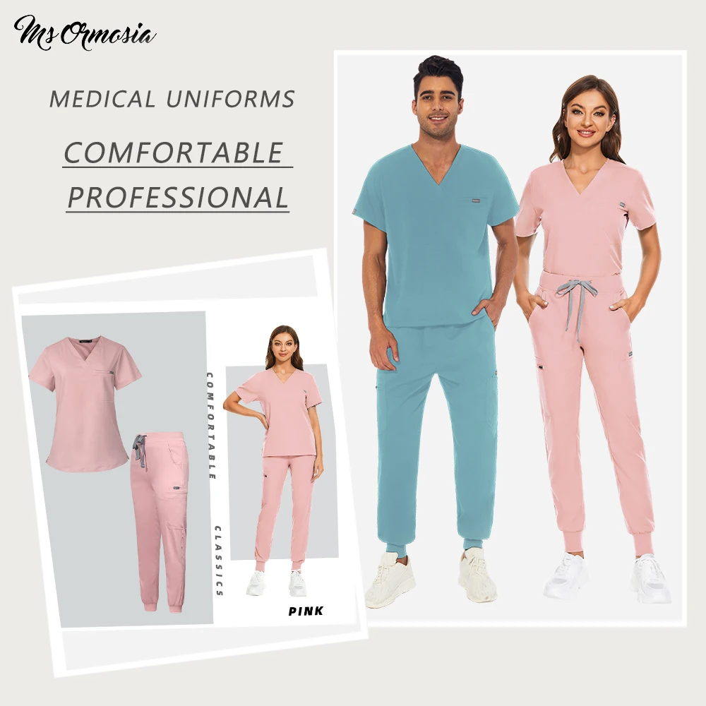 

Plus Size Uniform Nurse Uniform Medical Clothes Short Sleeve Scrub Top Loose Scrub Pants Doctor Dentist Hospital Workwear Set