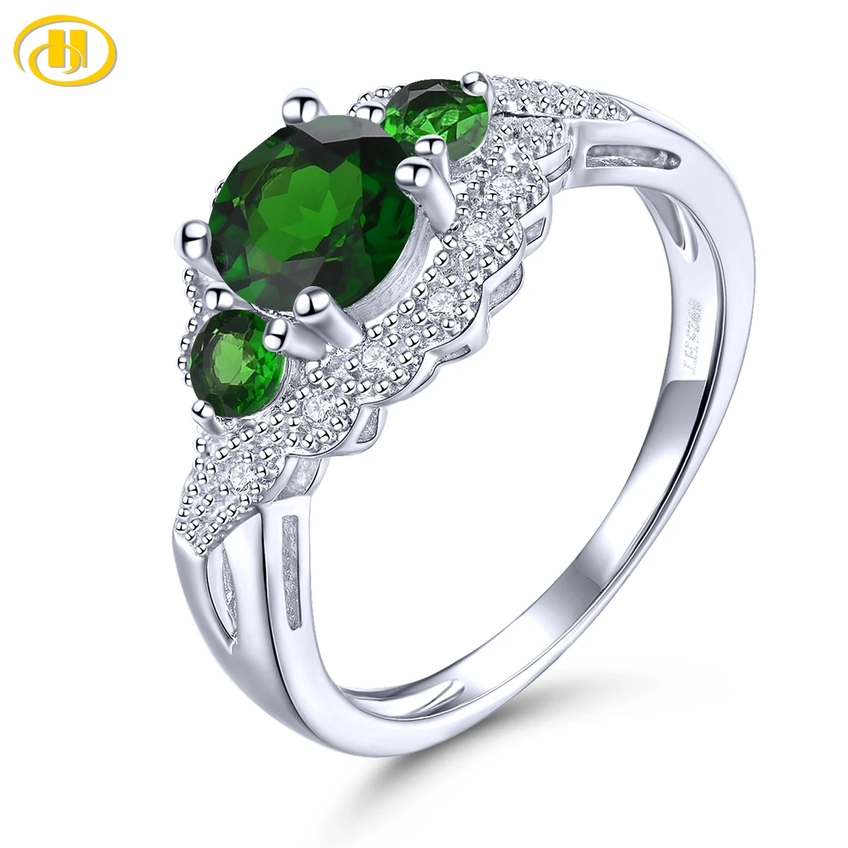 

Stock Clreance Sterling Silver Natural Diopside S925 Rings 1 Carat Genuine Deep Green Gemstone Classic Exquisite Styles