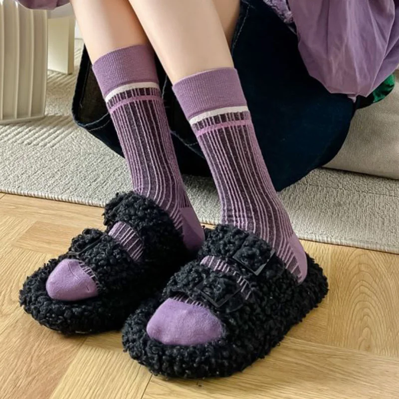 4 Pair Harajuku Fashion Cotton Socks Set Women Vintage Flowers Long Winter Socks Cute Funny Street Style Skateboard Leg Warmers