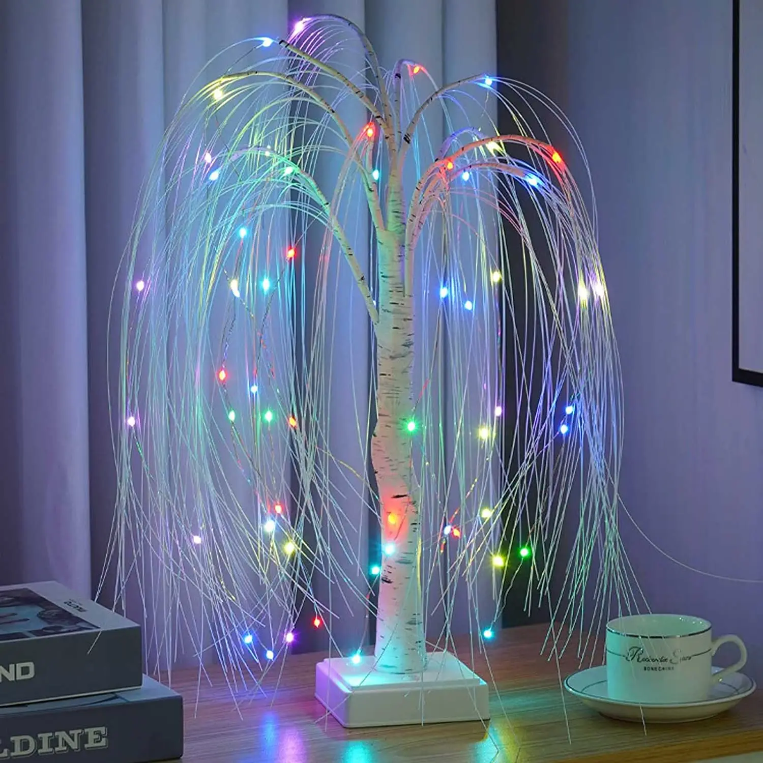 

LED RGB Willow Night Light Remote Control Gypsophila Tree Table Lamp For Home Bedroom Wedding Christmas Indoor Decor Nightlights