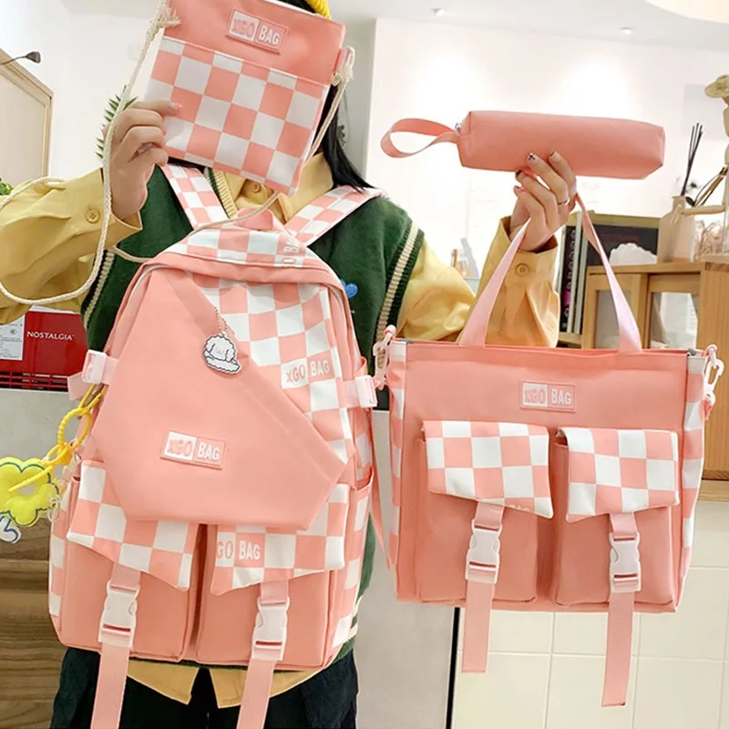 

Student Korean Version Four-Piece Harajuku Style Backpack For College Students Light And Large-Capacity Backpack