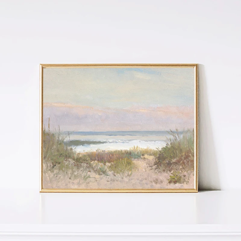 Винтажные акварельные пляжные пейзажи постеры и принты с лодкой печать на холсте