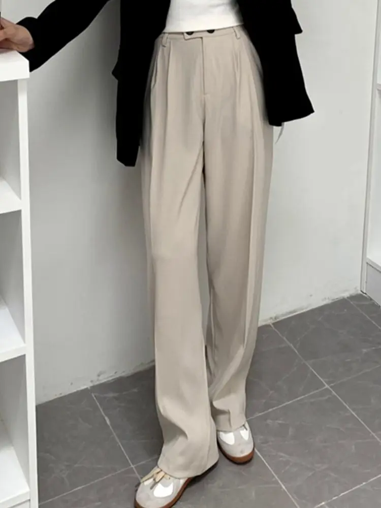 

HziriP S-L Work Wear Hot Sale Pants Women Solid Normcore New Arrival 2022 Stylish Loose New Office Lady Straight Casual Trousers