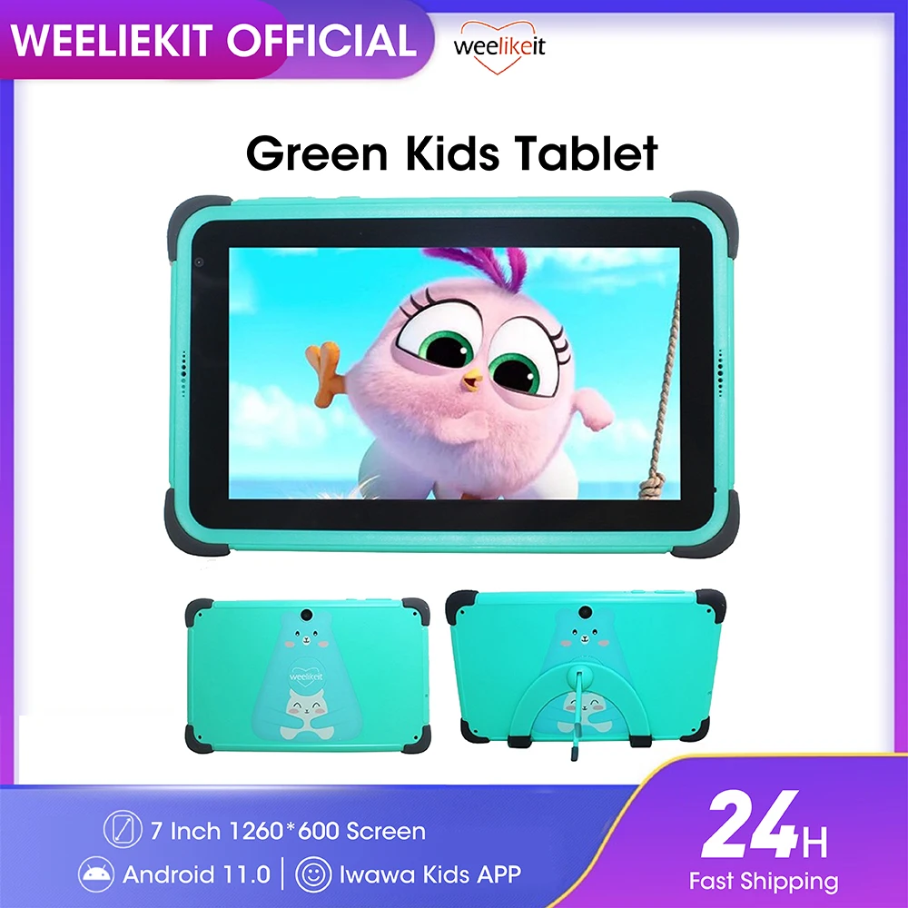 weelikeit Kids Tablet Android 11.0 WIFI 6 7 Inch 1024X600 IPS Qude Core 3000mAh Children Learning Tab PC 2GB RAM 32GROM Tablet