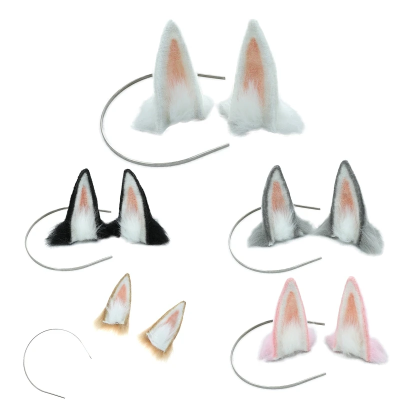 

Plush Headband With Animal Ears Handmade Hairband Cotton Doll Hair DIY Magnetic Detachable Design Hair Accessory Lolita