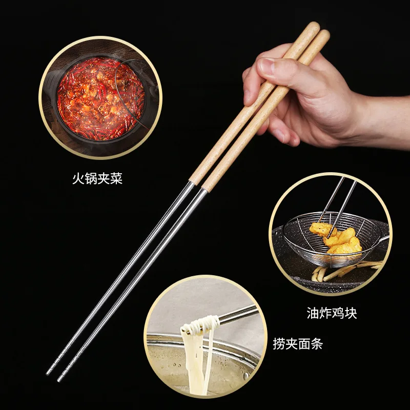 

Reusable Chopstick Hot Noodles Fried Metal Long Tableware Pot Steel Chinese Stainless Chopsticks Chopsticks Chopsticks Cook Deep