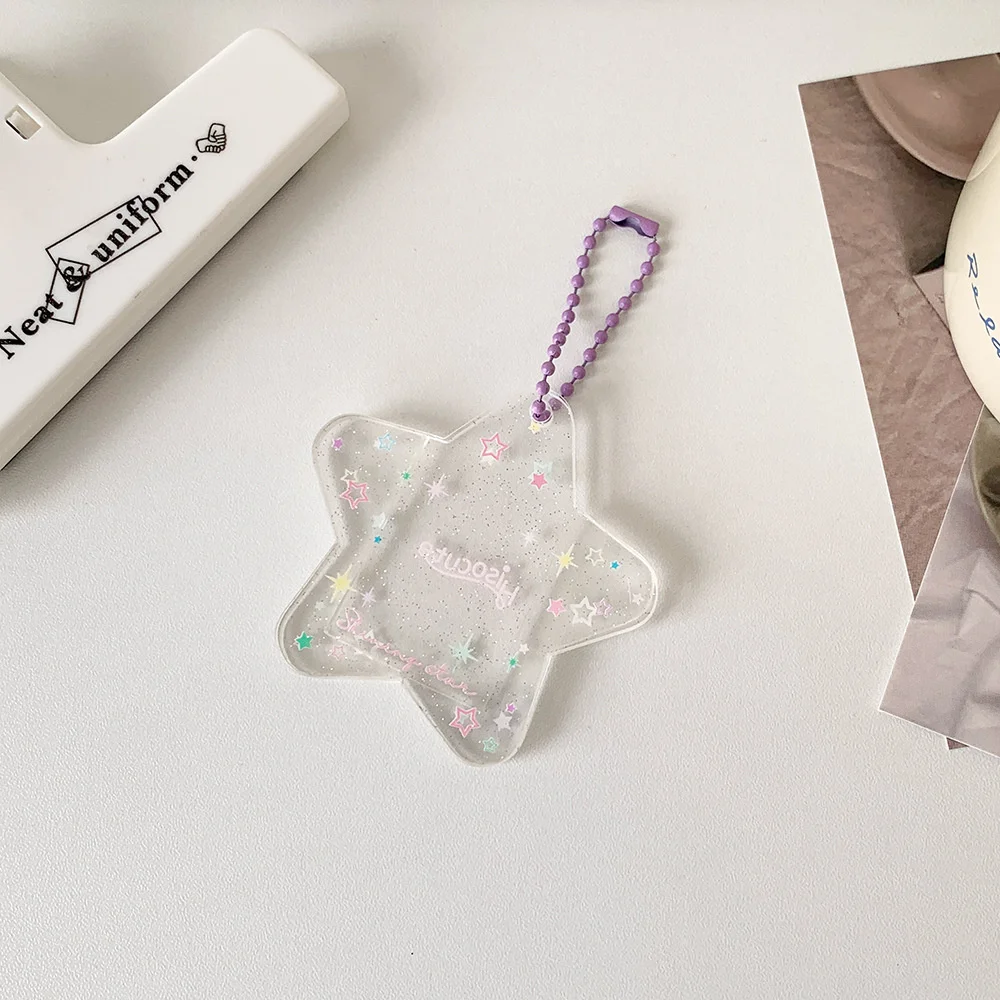 

Мини-1-дюймовый блестящий держатель для карт со звездами и брелком INS, акриловый держатель для фотокарт, чехол для удостоверения личности, студенческая сумка для фотографий Kpop Idol