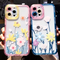 transparent flowers daisy phone case for iphone 13 12 11 pro max mini x xr xs max 7 8 plus se2020 soft silicone protection cover