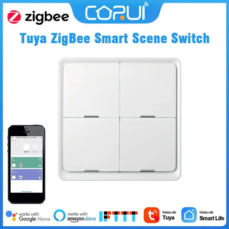 

Четырехсторонняя панель CORUI Tuya Smart ZigBee, беспроводной переключатель, кнопочный контроллер, автоматическое устройство с питанием от батареи