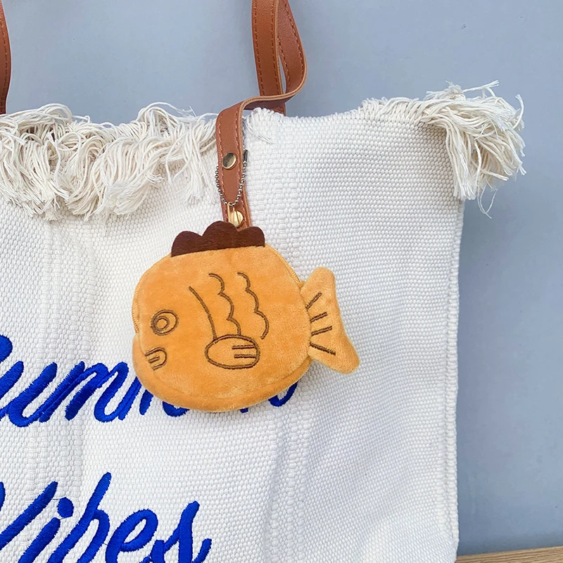 

1PC Cartoon Doll Keychains Wallet Women Cute Plush Keyring For Girls Gifts Creative Taiyaki Design Car Keychains Wholesale