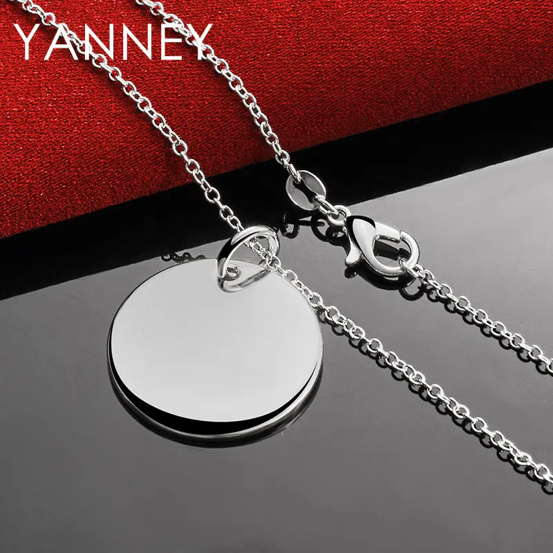 Ожерелье женское из серебра 925 пробы с гладкой круглой поверхностью 16-30 дюймов