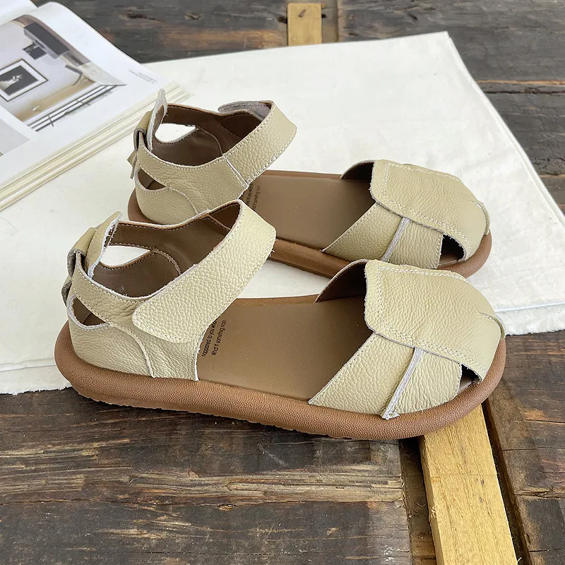 Careaymade-Genuine leather soft soles summer hollowed out sandals,handmade original cowhide breathable Comfortable women's shoes
