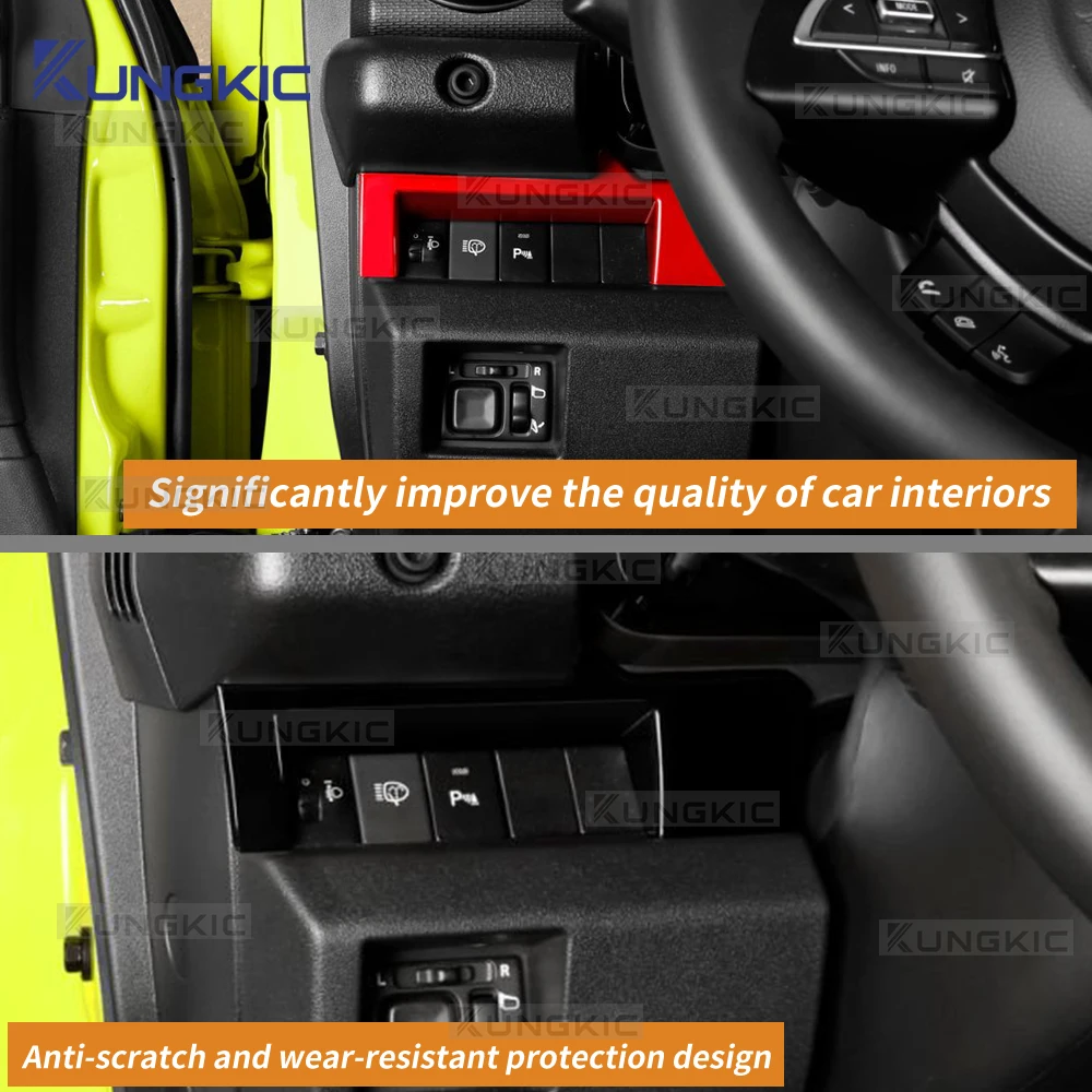 Фото Для Suzuki Jimny JB64 JB74 2018 2019 2020 2021 2022 2023 2024 2025 LHD RHD ABS Углеродное волокно Многофункциональная рамка кнопок №5