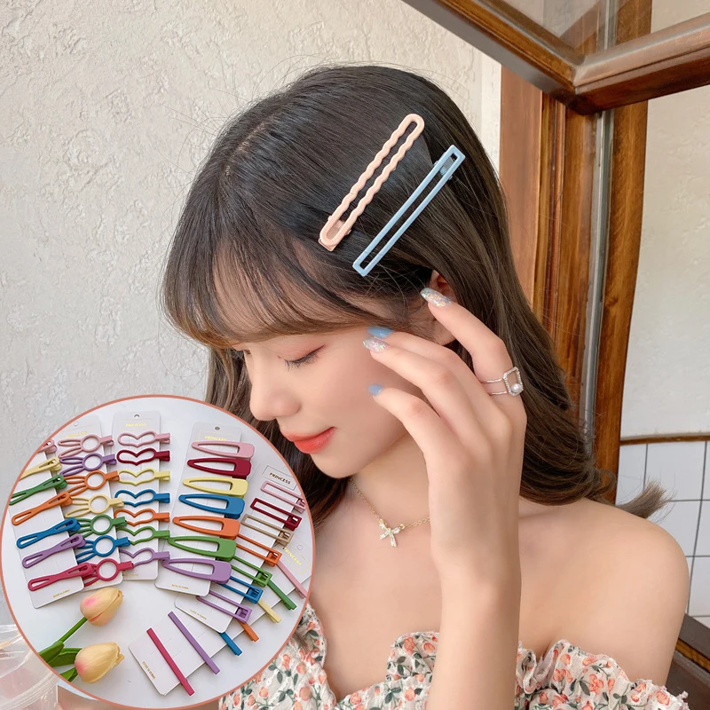 

1set Simple Candy Color Hairpins Women Barrette Headwear Girls BB Clips Headdress Barrettes Bobby Pin Hair accessories