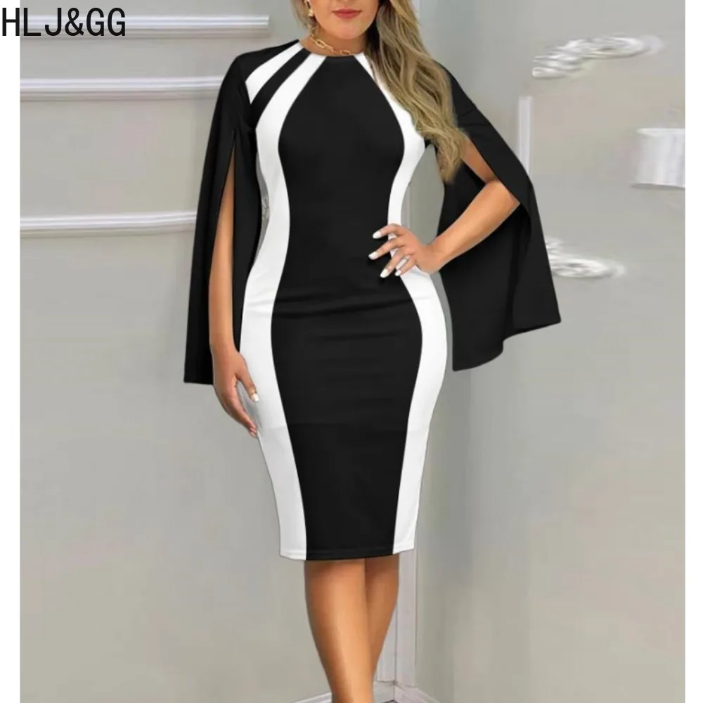 

HLJ&GG Fashion Vintage Flowers Printing Party Club Dresses Women O Neck Clock Long Sleeve Slim Vestidos Autumn Female Knee Dress
