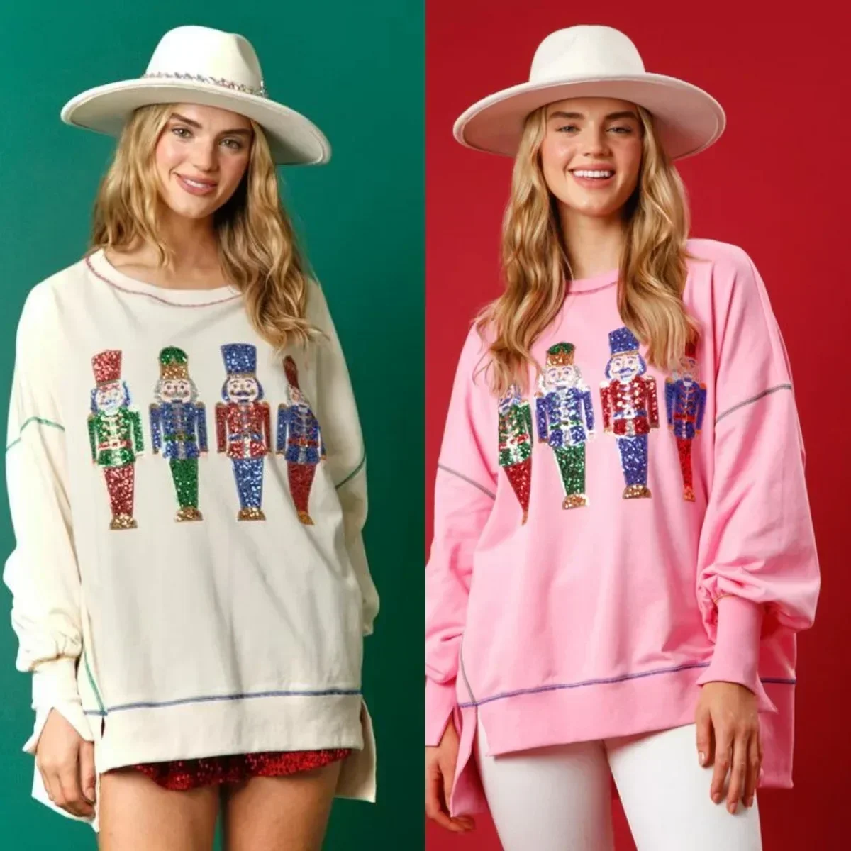 

Women'S Christmas Nutcracker Sweatshirt Sweet Fashion Long Sleeved Clothes Washed Versatile Crew Neck Top Sweater For Girl Gifts