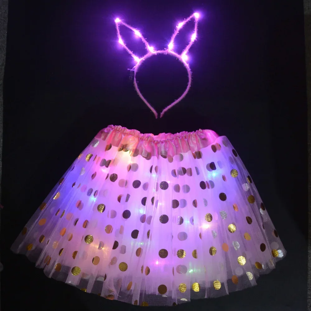 Светящаяся юбка-пачка с точечным узором для девочек детская повязка на голову
