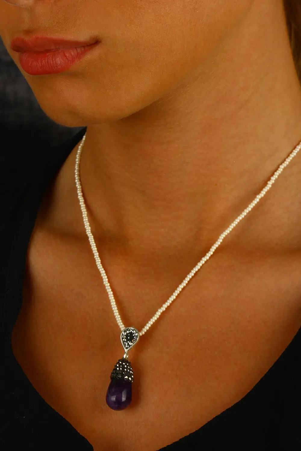 

Natural stone Women Amethyst Necklace Z121Ar133