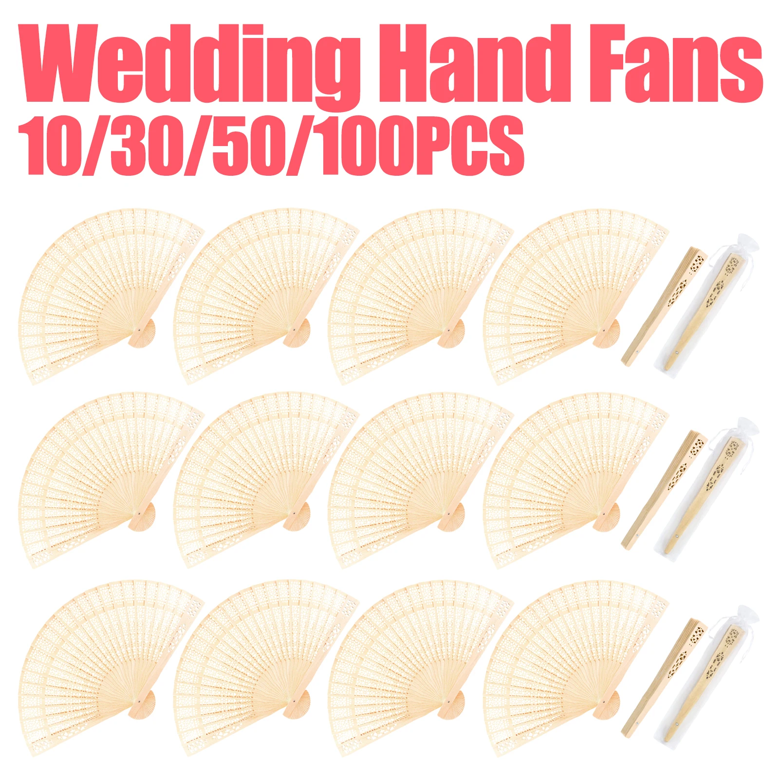 

Wedding Hand Wedding Sandalwood Fan 10/30/50/100pcs For Folding For Fan Wooden Hand Pai Pai Wedding Fans Hand Fans Guests Gift
