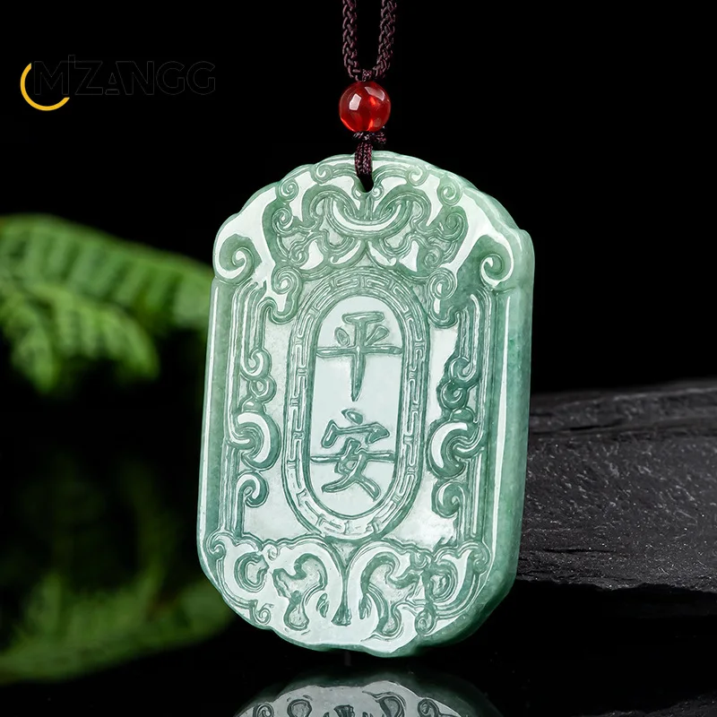 

Natural A Goods Jadeite Bean Green Without Incident Brand Pendant Ice for Men and Women Jade Necklaces Hand-carved Lucky Charms