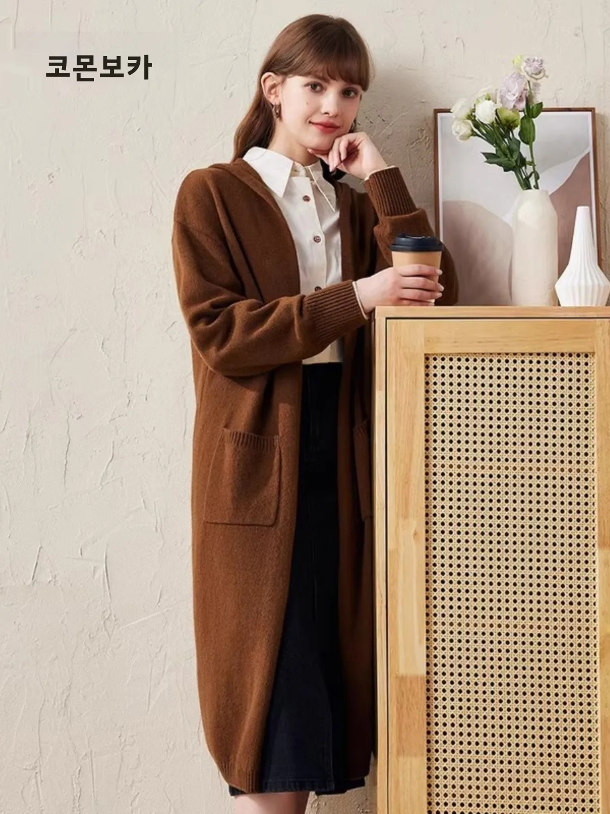 Comonboka 2024 Autumn and Winter New Fleece Cardigan Outerwear Women Loose Thickened Mid-Length Bottoming Knitted Top