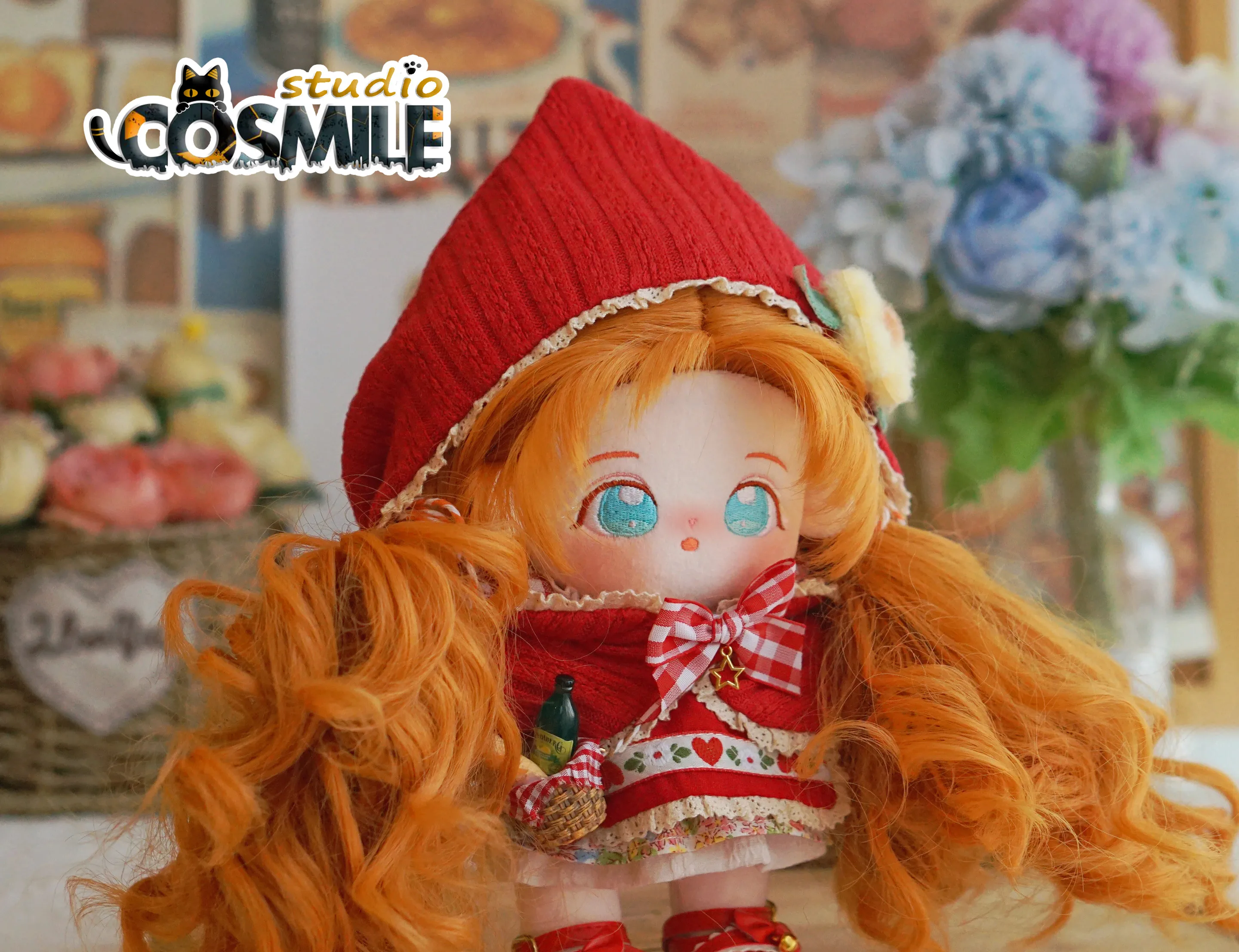 

Накидка Cosmile с капюшоном красного цвета, головной убор с красной юбкой, костюм из плюша, набивная Одежда для куклы 15 см, 20 см, искусственная ко...
