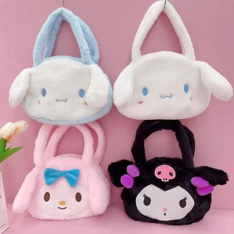 

Kawaii Sanrio Plush Bag Kuromi Accessories Cute Beauty Cartoon Anime Doll Lunch Box Shopping Portable Cosmetic Bag Girls Gift