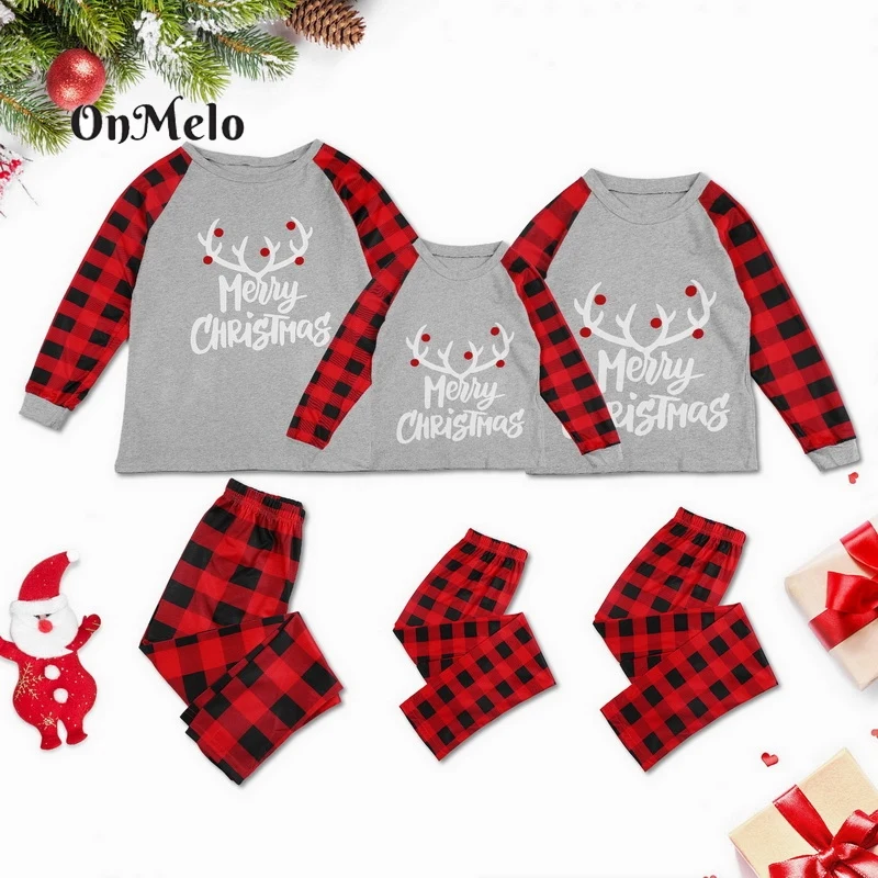 OnMelo 2022 Christmas Family Matching Sets Christmas Family Pajamas Fashion Parent-Child Home Suit Kids Clothes Xmas Outfits