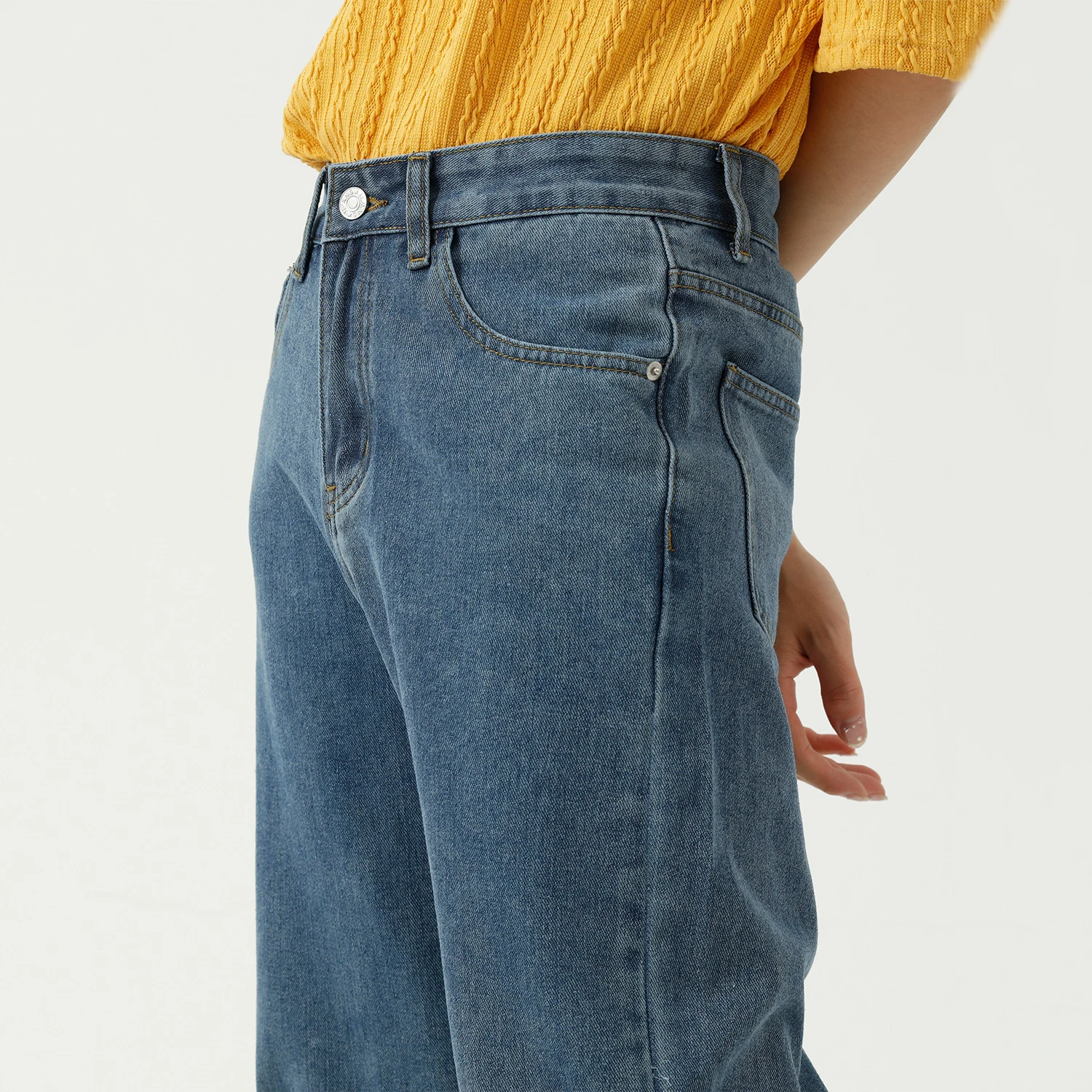 Men's Jeans Men's Trousers Solid Blue Straight Jeans Streetwear Men's Clothing Denim Men's Baggy Jeans Y2k Clothes Men Jeans