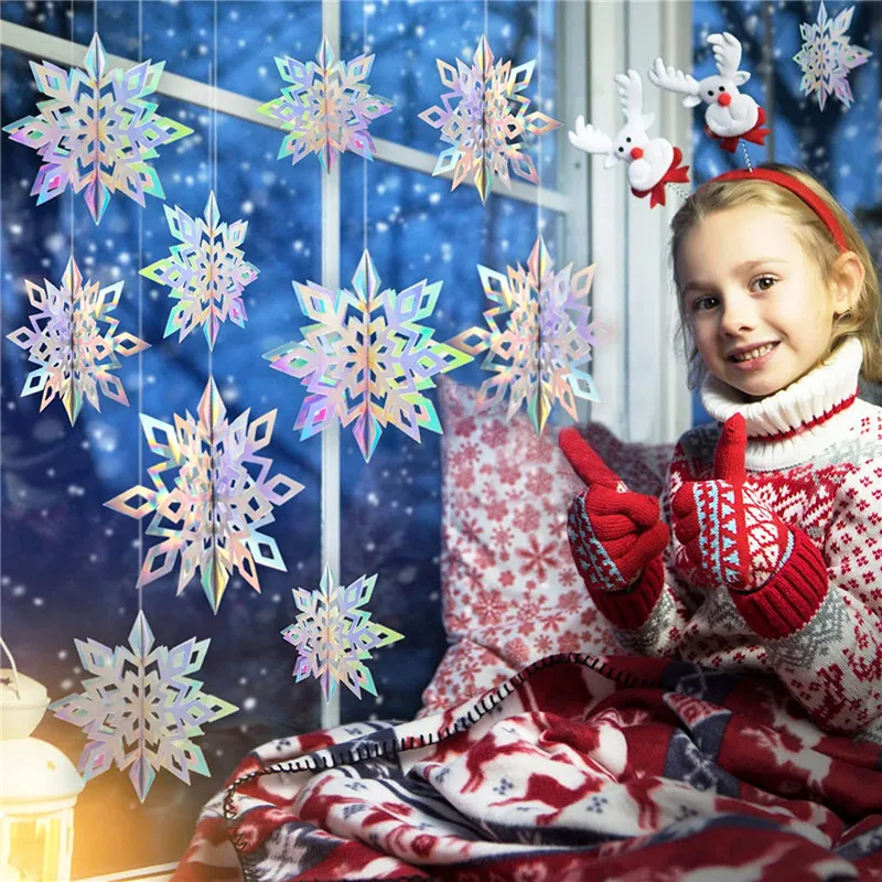 3D Снежинка звезда бумажные гирлянды фотообои для дома НОВОГОДНИЕ 2023